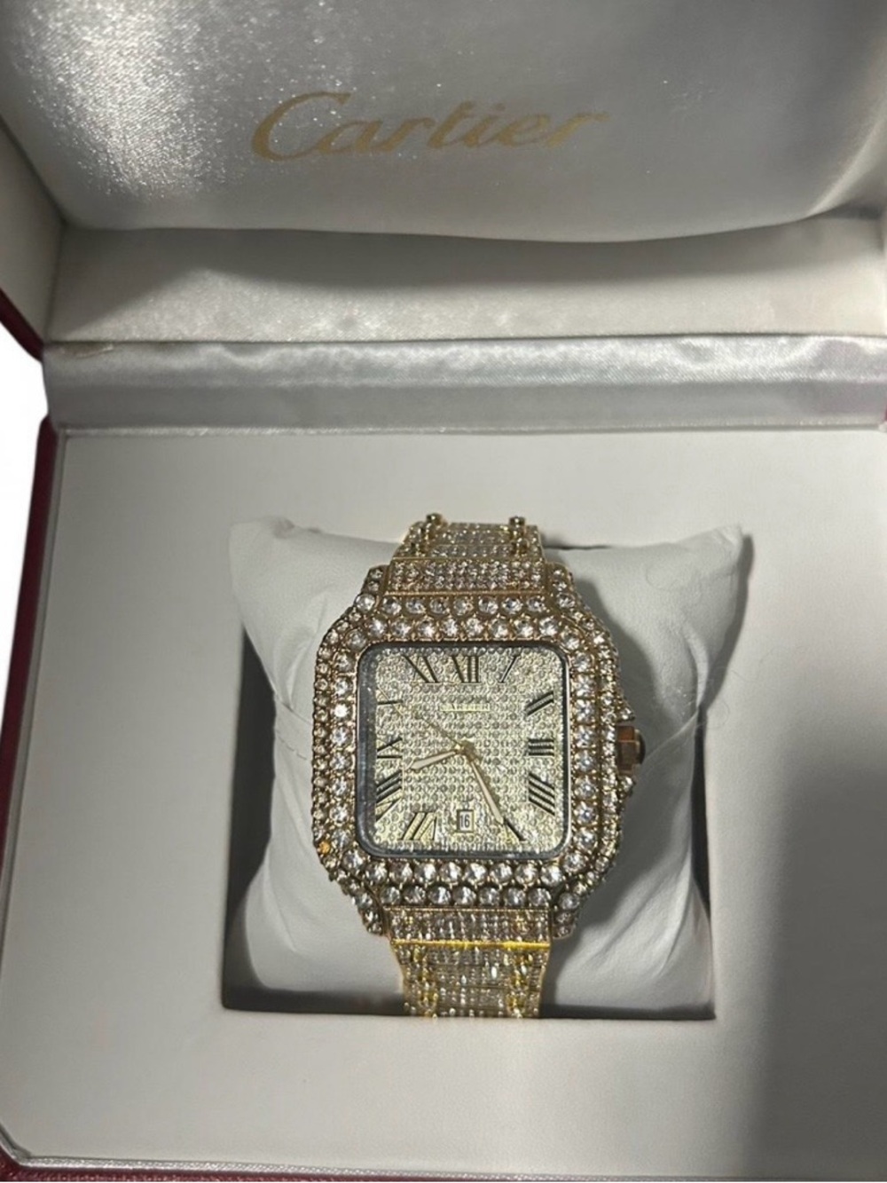 Iced Out Gold-toned Moissanite Bussdown Custom Watch - Picture 2 of 5